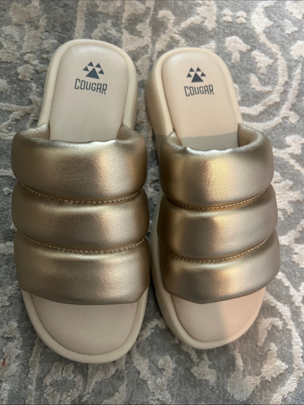Cougar Metallic Champagne Padded Slide Sandals